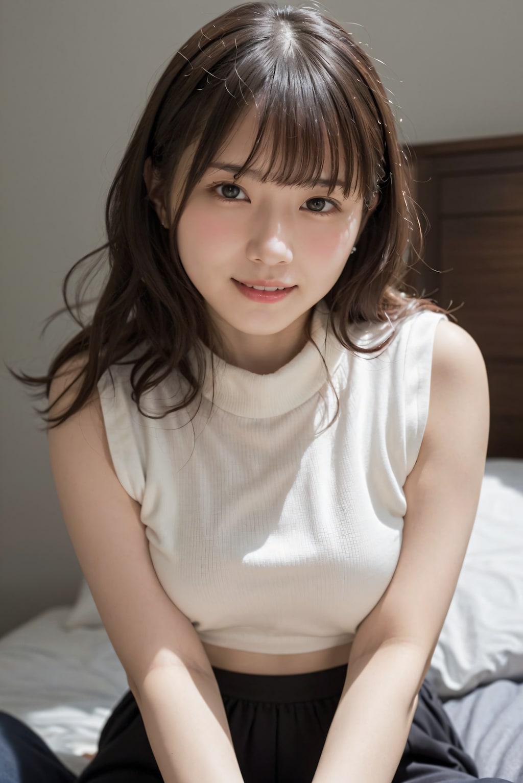 頬を赤くしている女性