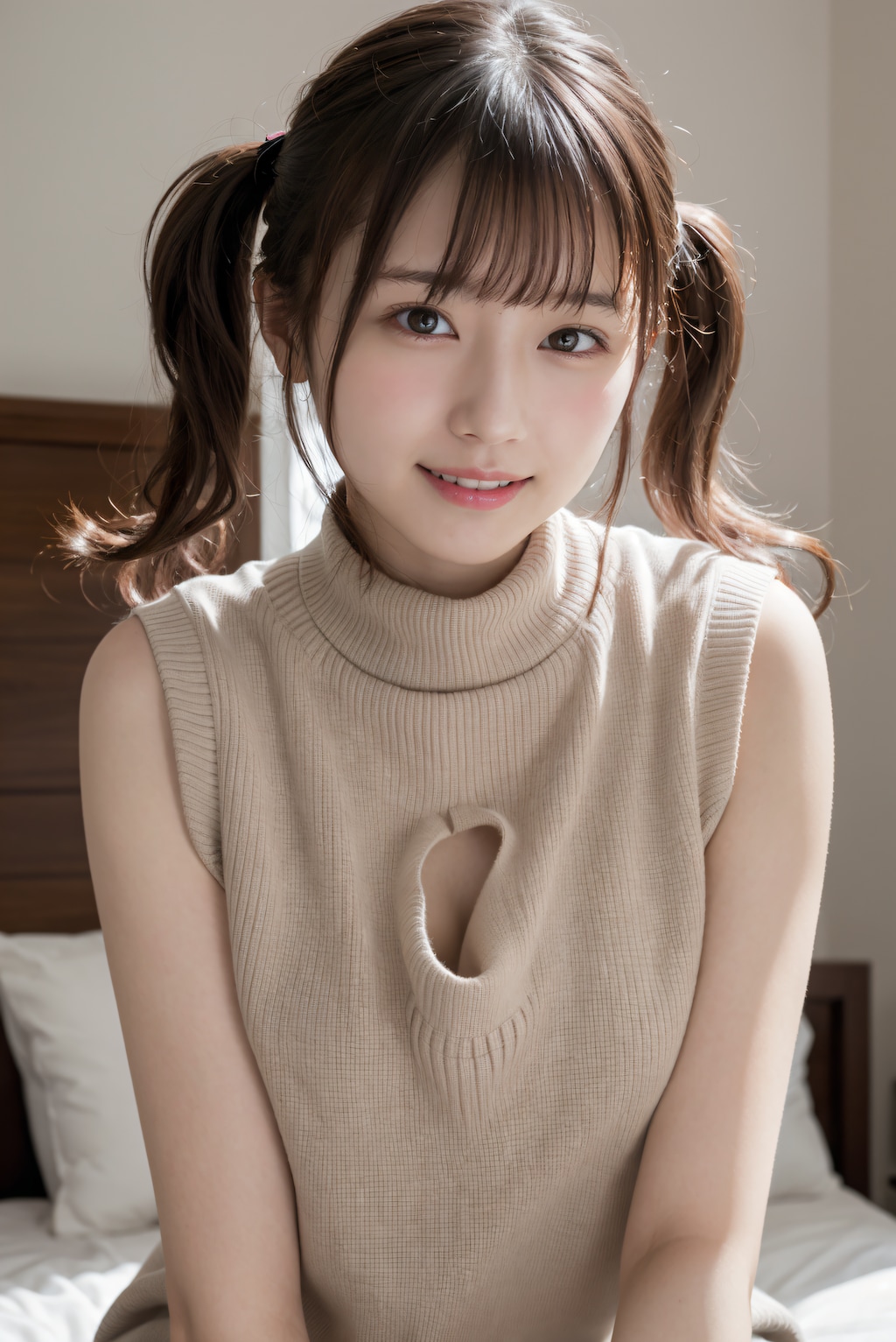 頬を赤くしている女性