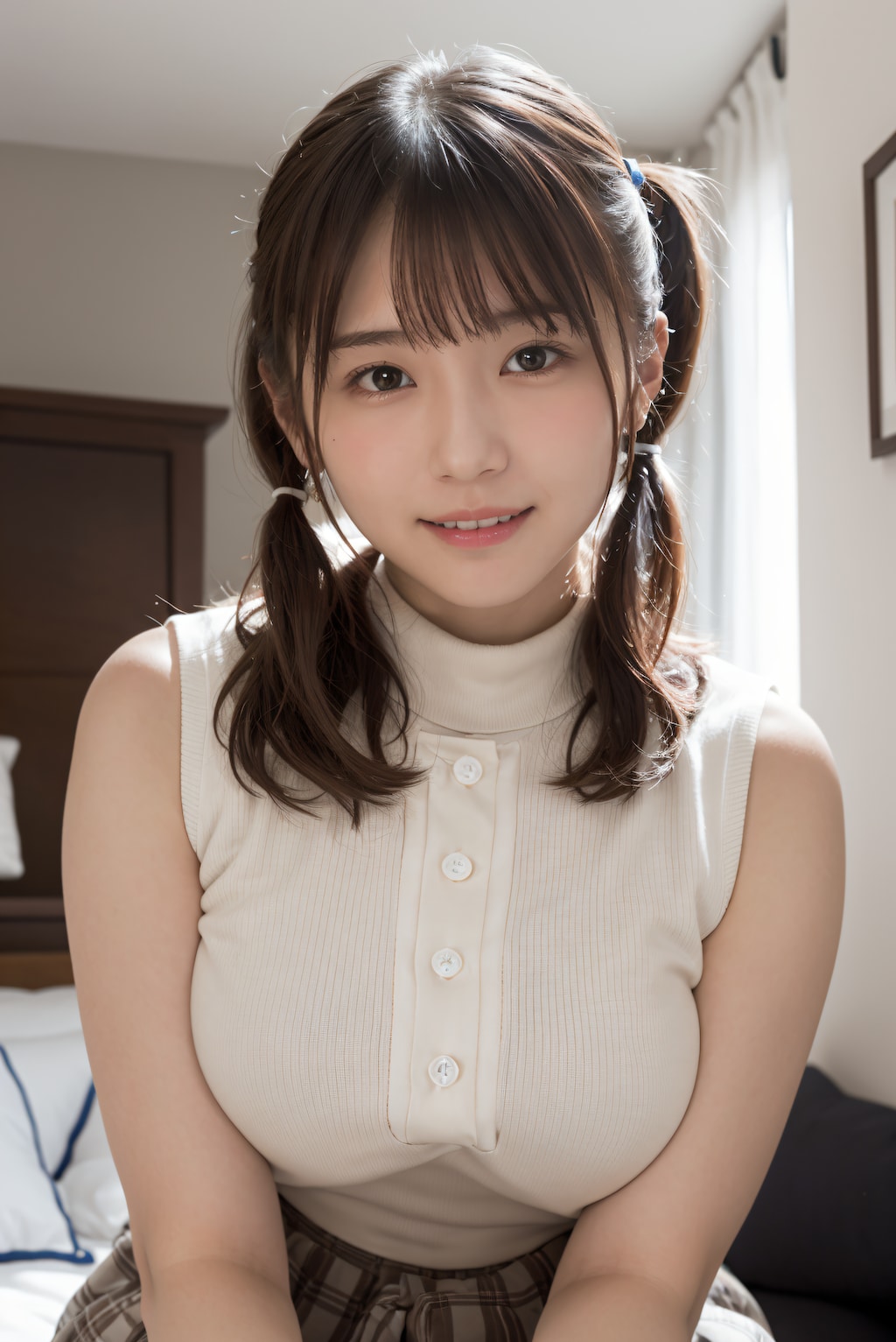 頬を赤くしている女性