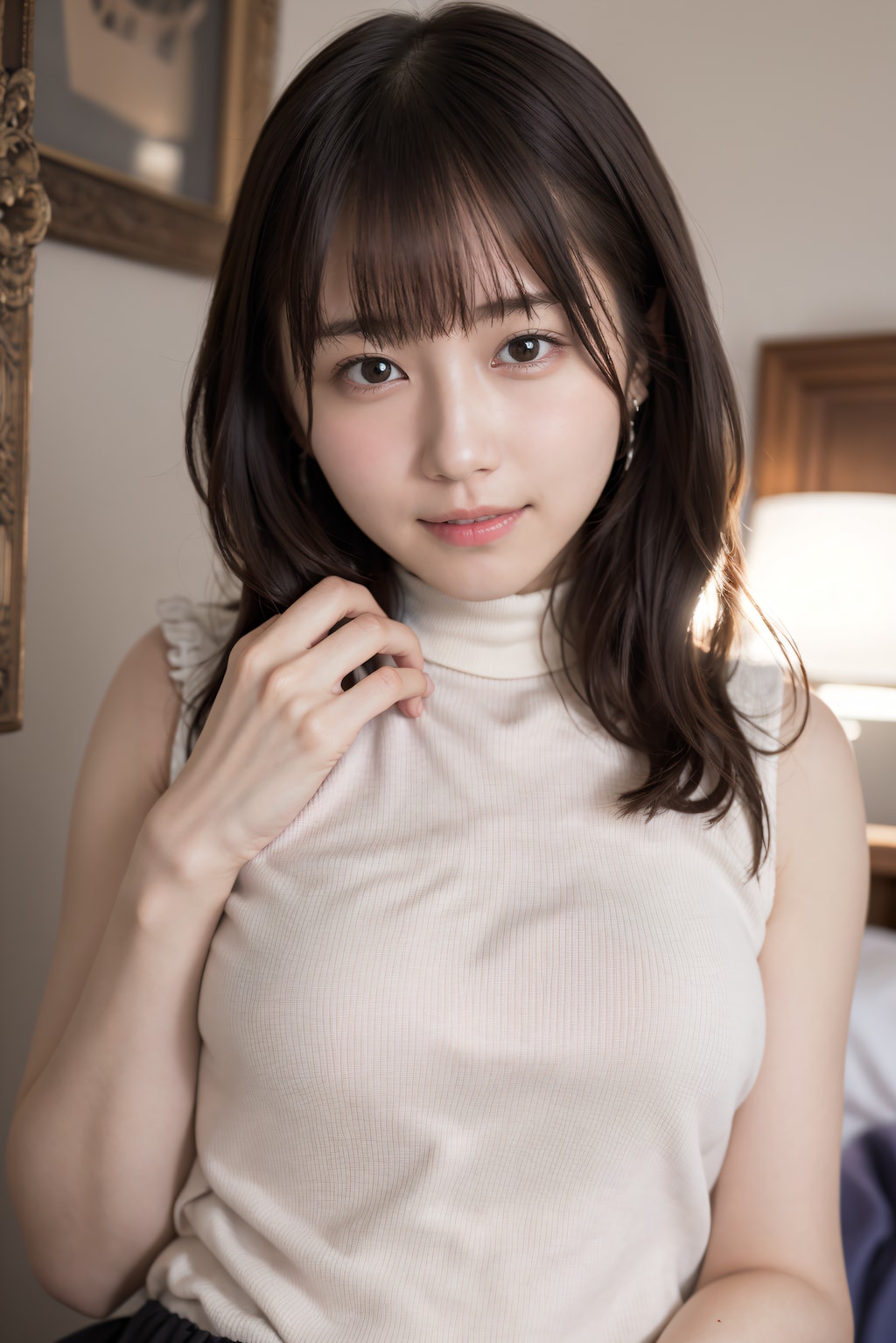 頬を赤くしている女性