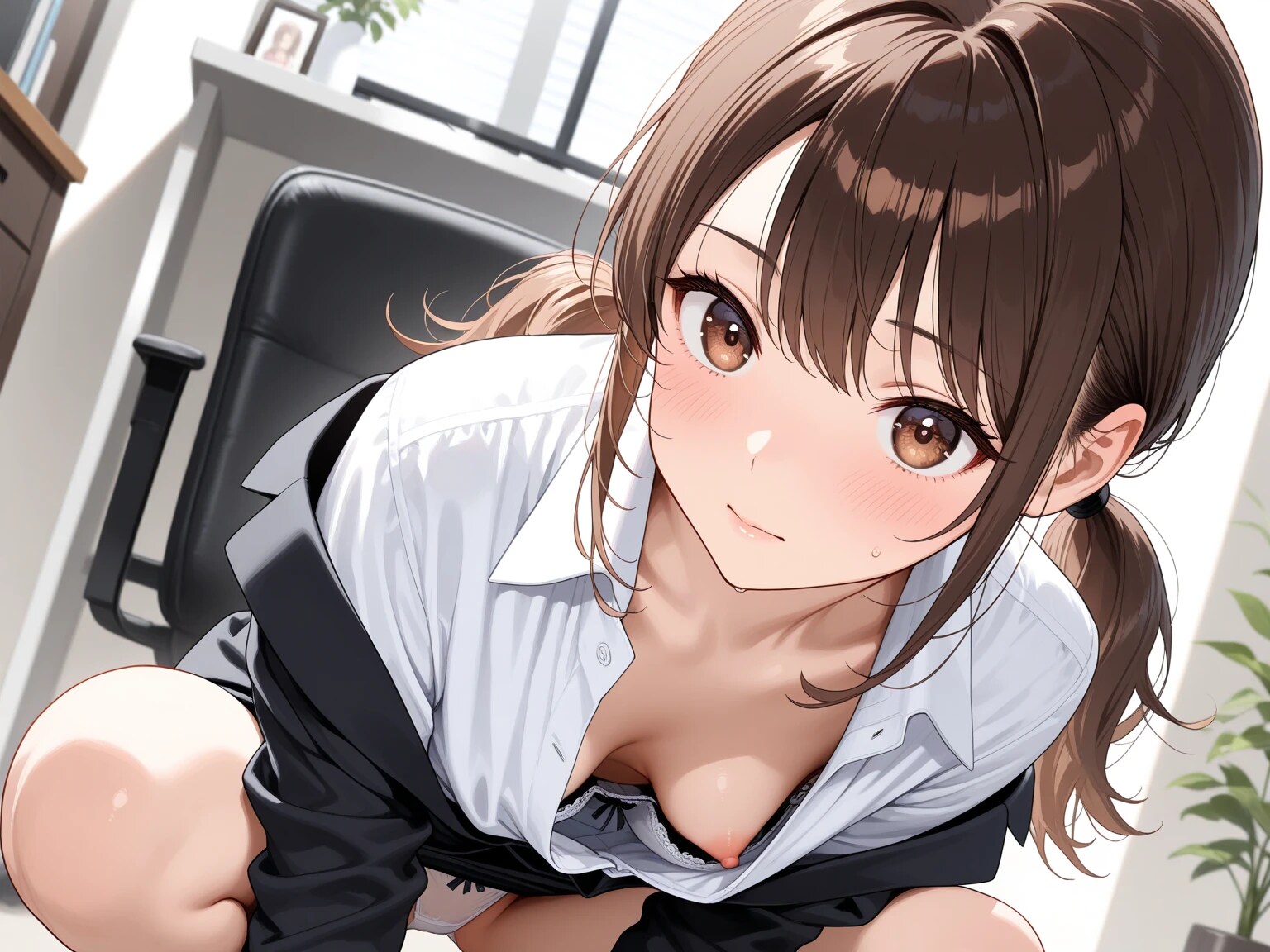 40枚:はみ乳してるしパンツも見えてるOL