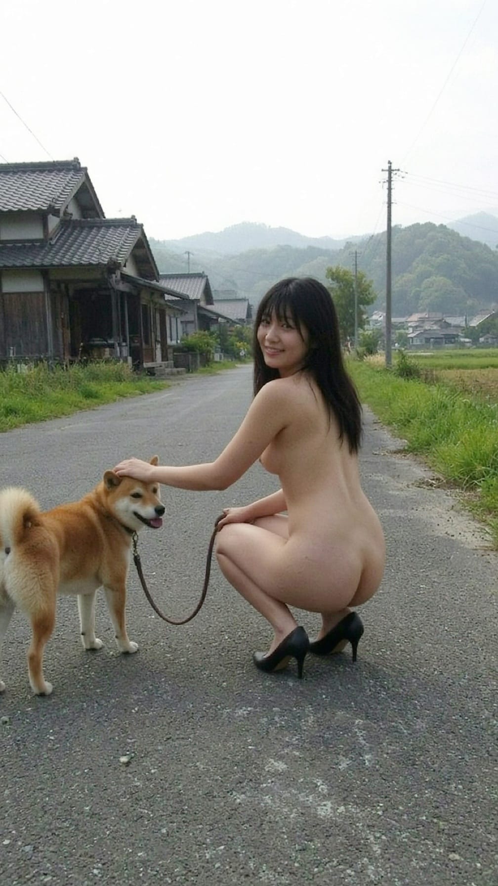 夏の朝は全裸で犬の散歩