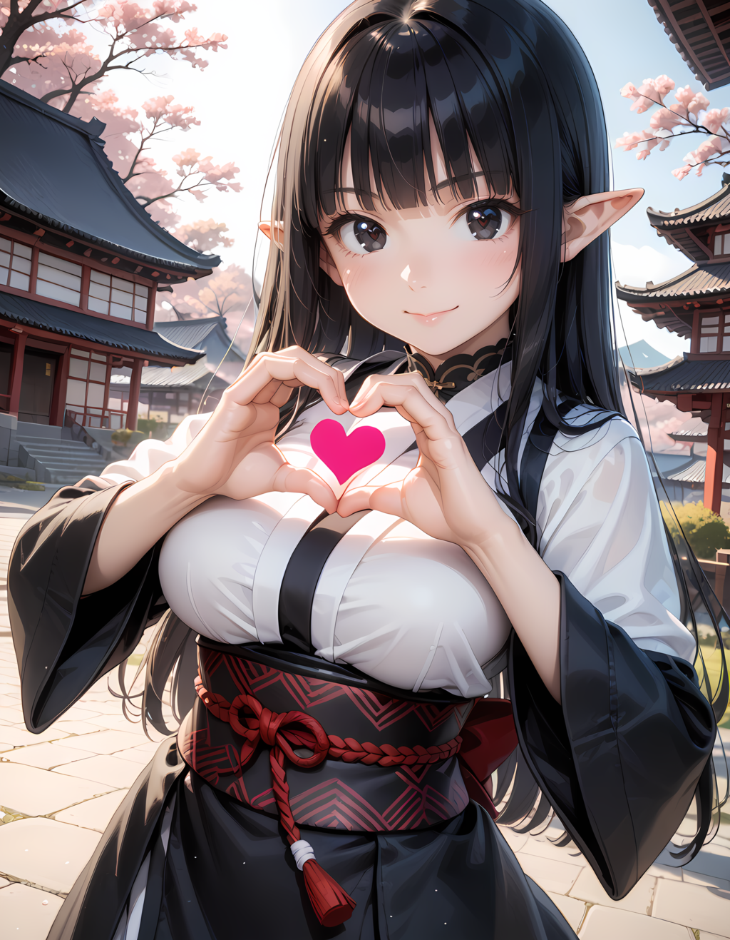 和風黒髪エルフさんの💕ビーム