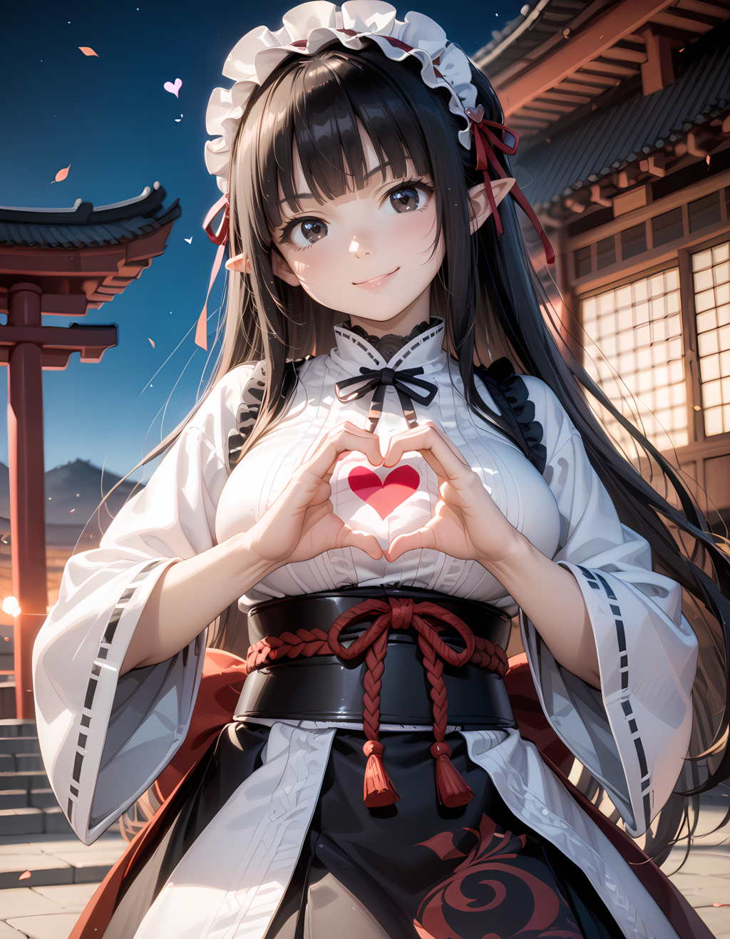 和風黒髪エルフさんの💕ビーム