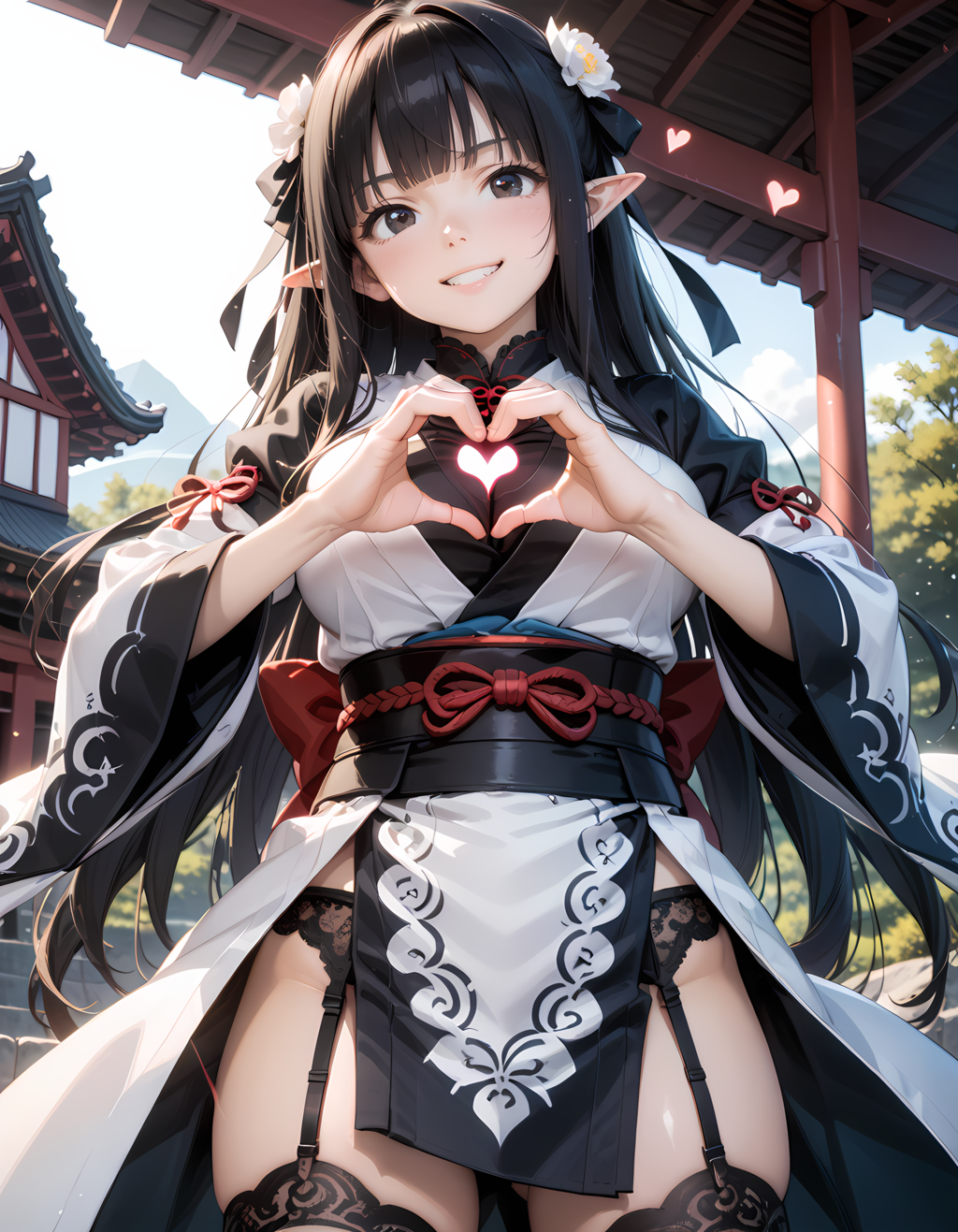 和風黒髪エルフさんの💕ビーム