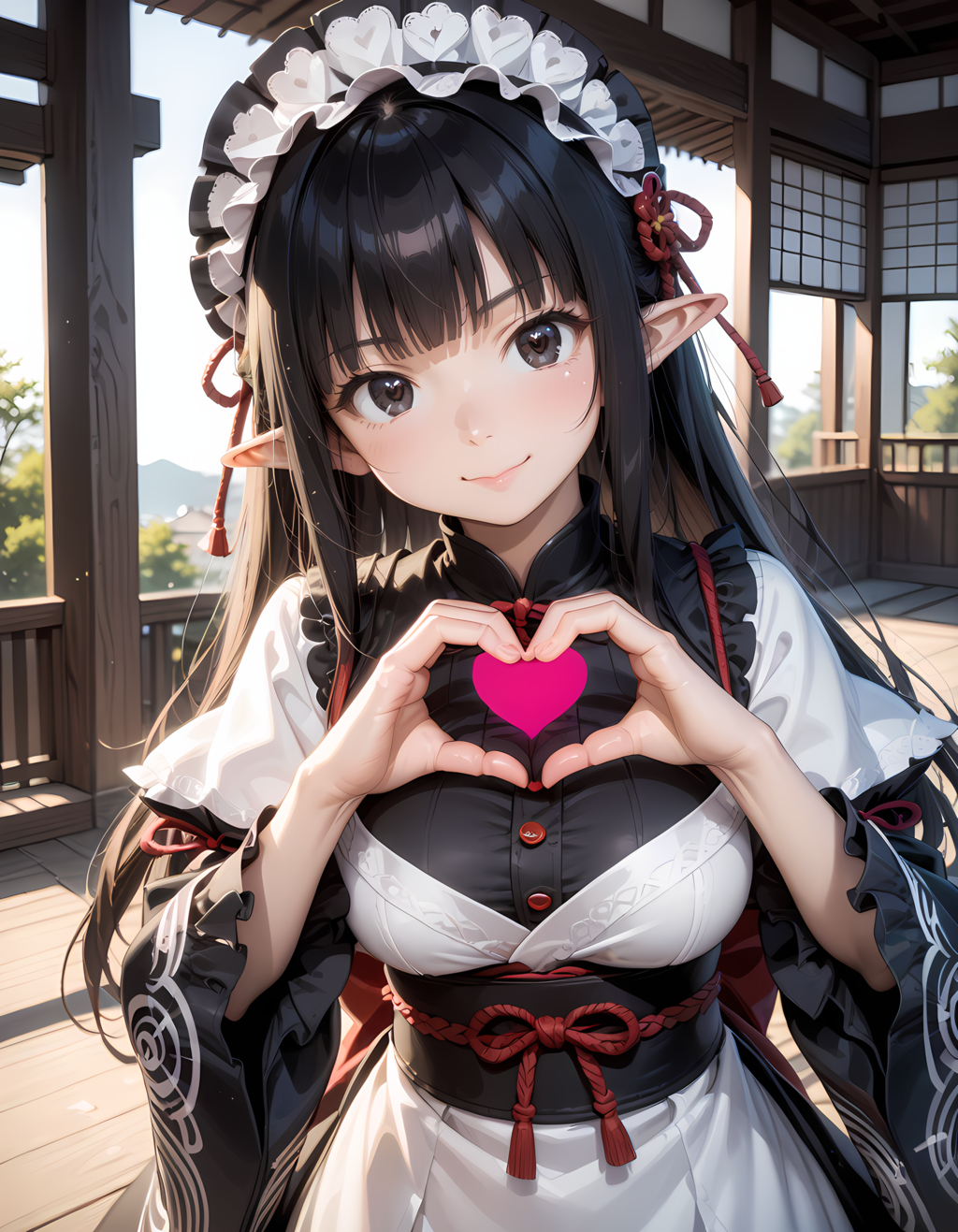 和風黒髪エルフさんの💕ビーム