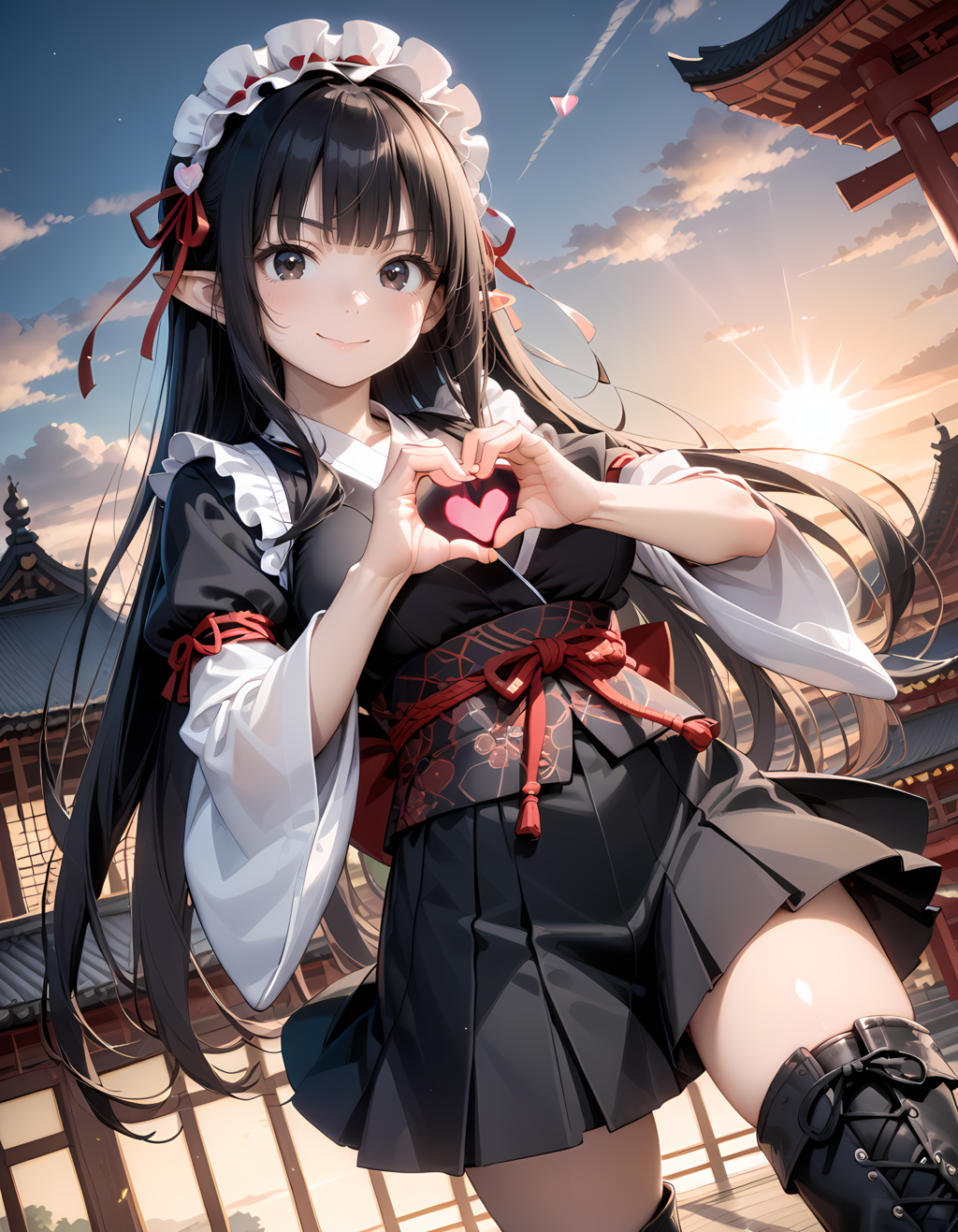 和風黒髪エルフさんの💕ビーム