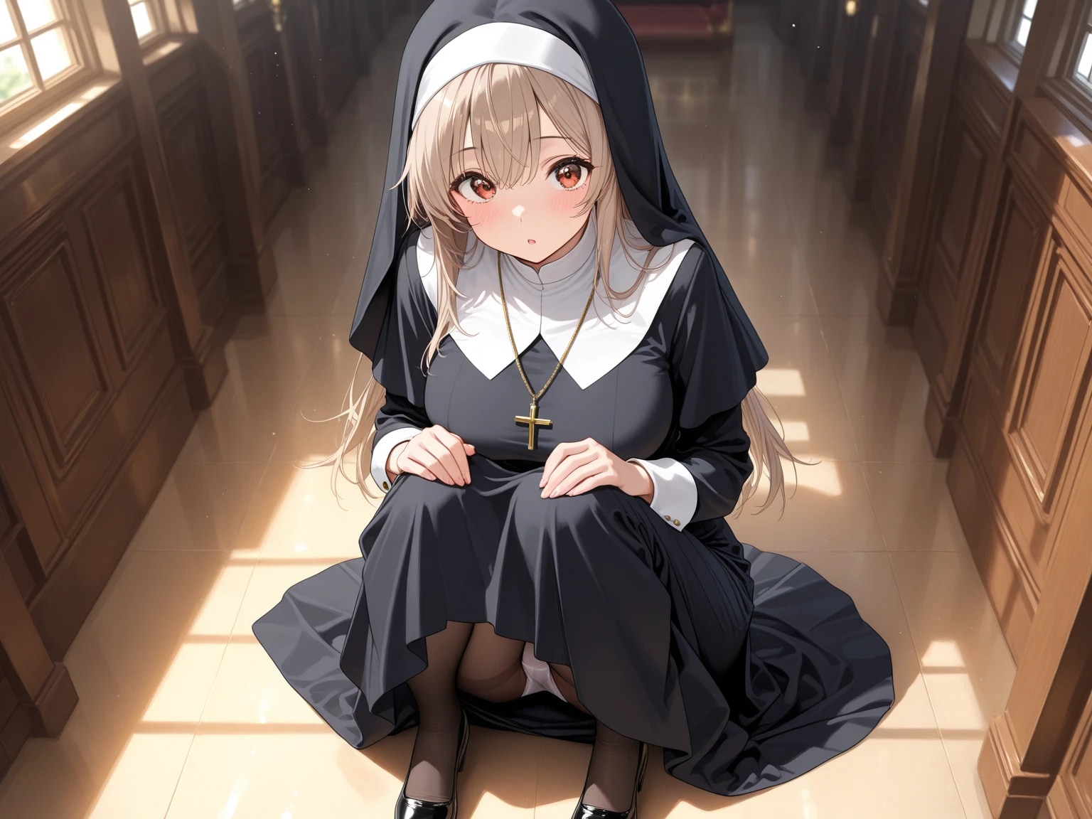 40枚:シスターの無防備パンチラ