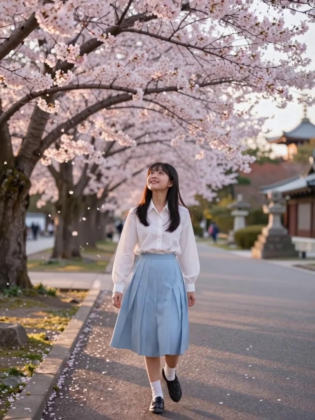 お花見散歩【パラパライラスト】