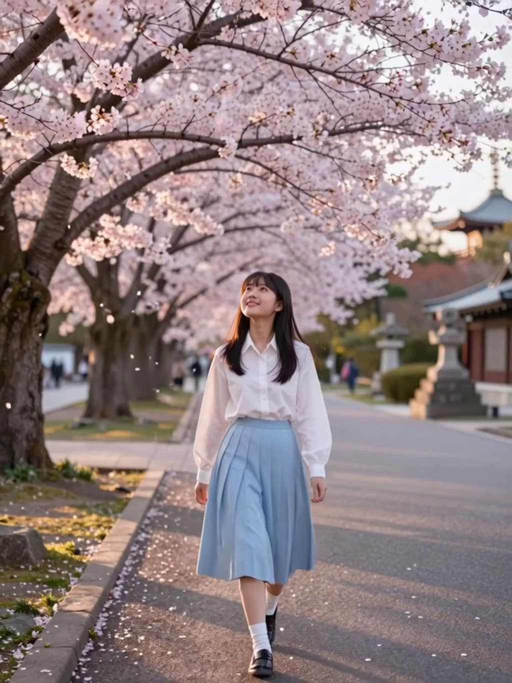 お花見散歩【パラパライラスト】