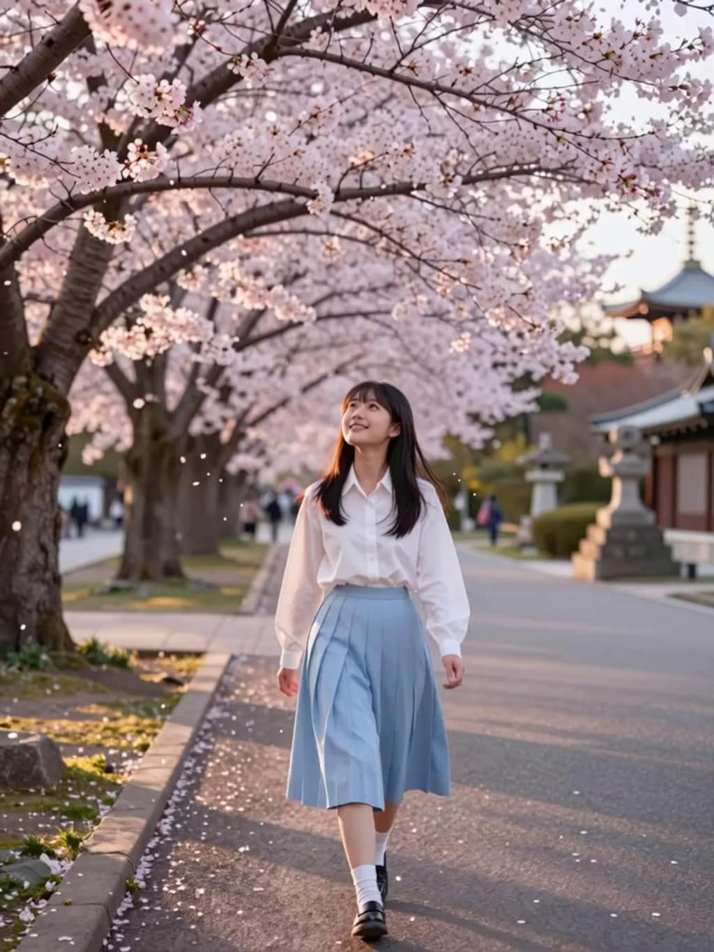 お花見散歩【パラパライラスト】