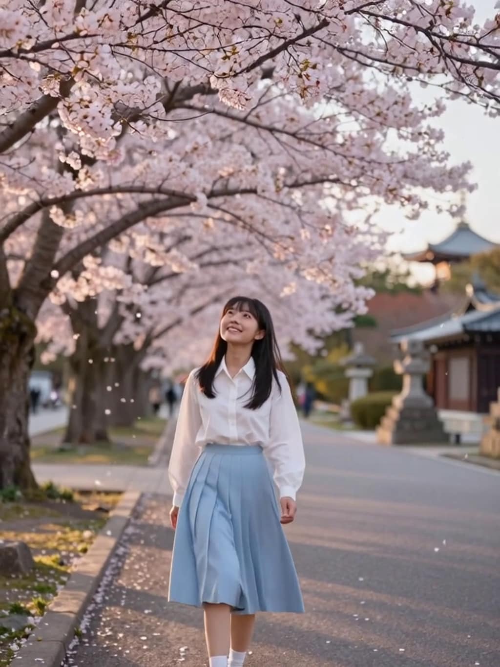 お花見散歩【パラパライラスト】