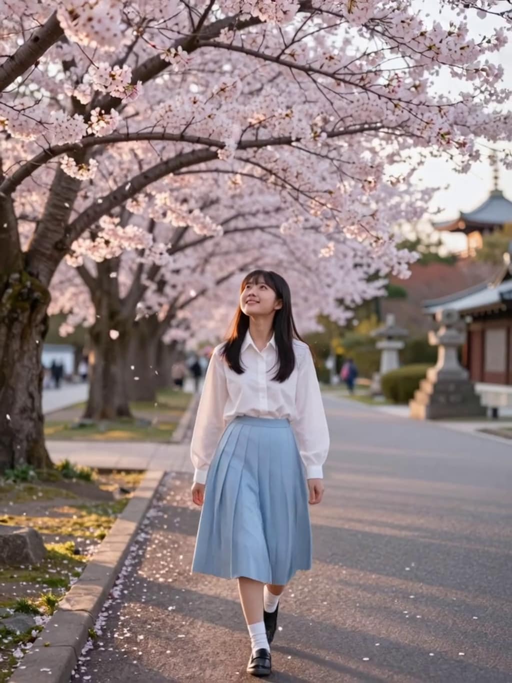 お花見散歩【パラパライラスト】