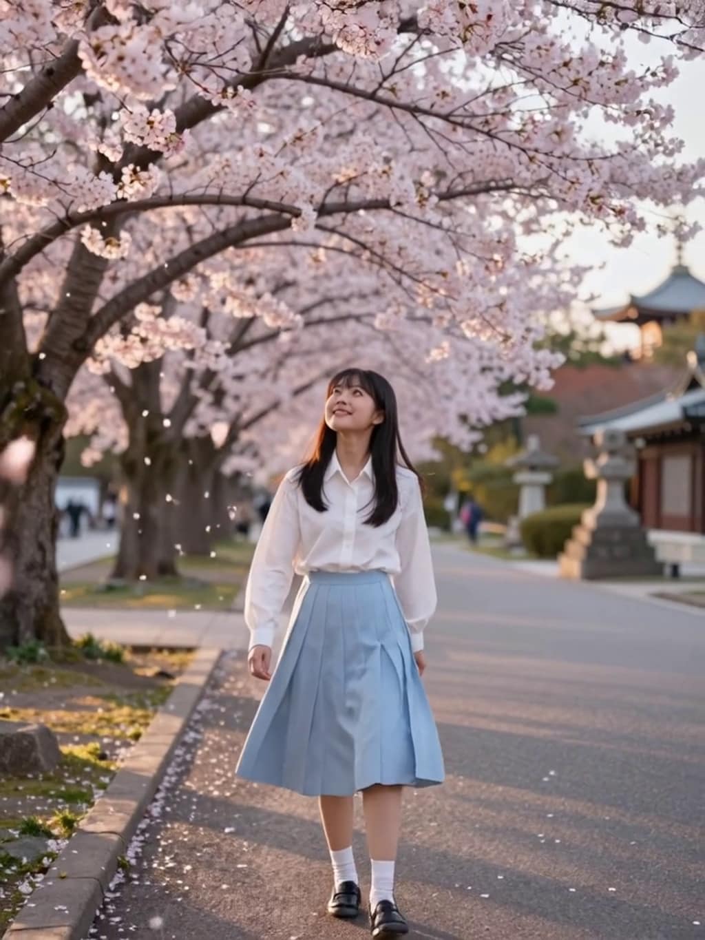 お花見散歩【パラパライラスト】