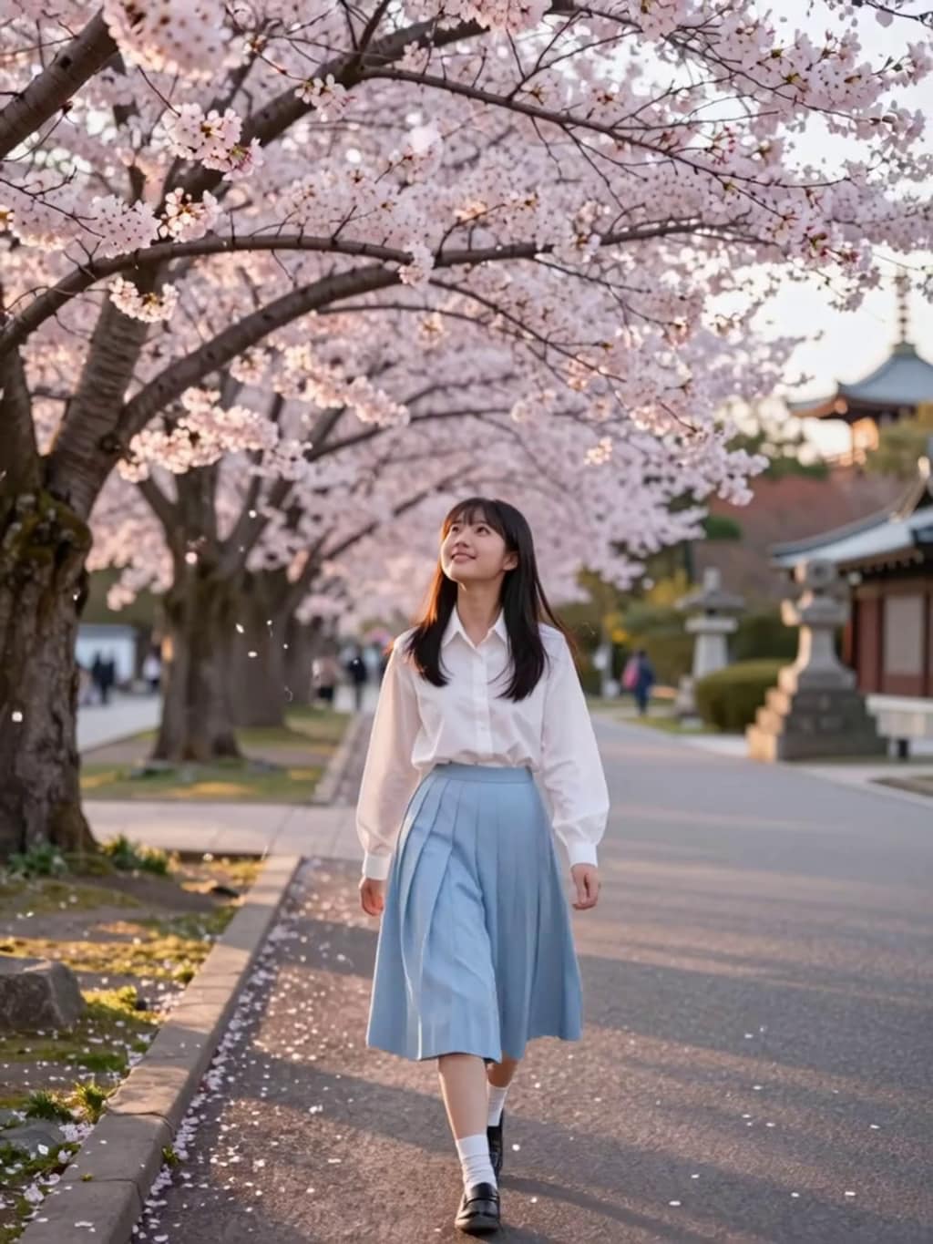 お花見散歩【パラパライラスト】