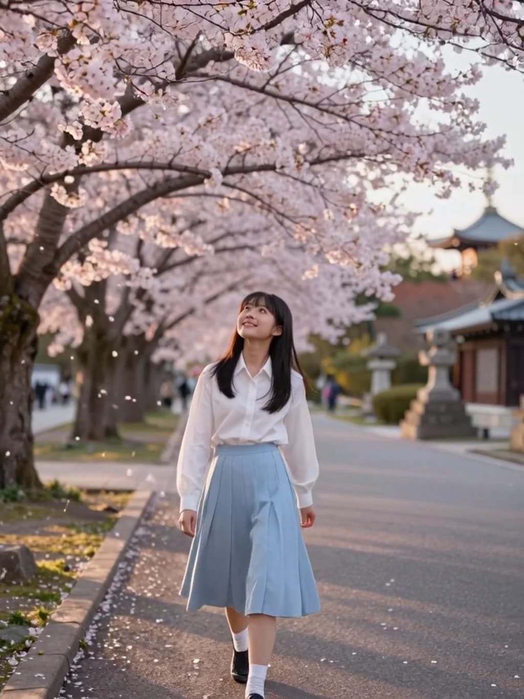 お花見散歩【パラパライラスト】