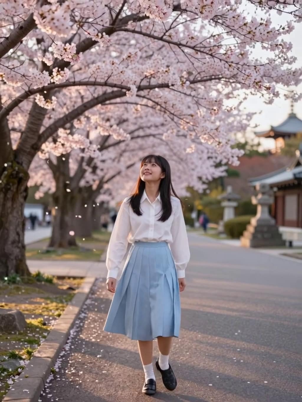 お花見散歩【パラパライラスト】