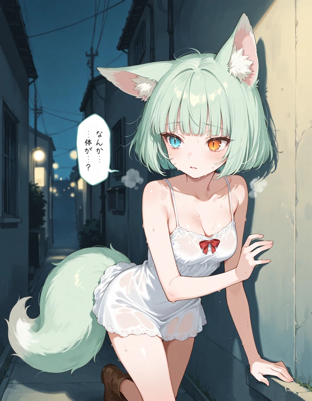 【漫画】深夜にケモ耳化してしまう少女chan！後編