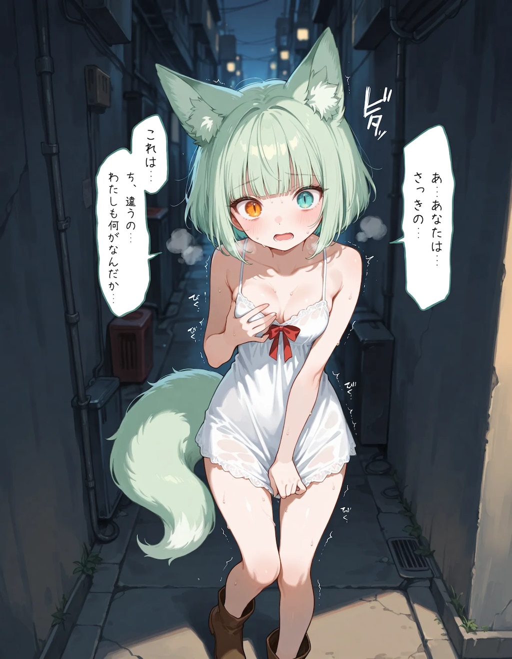 【漫画】深夜にケモ耳化してしまう少女chan！後編