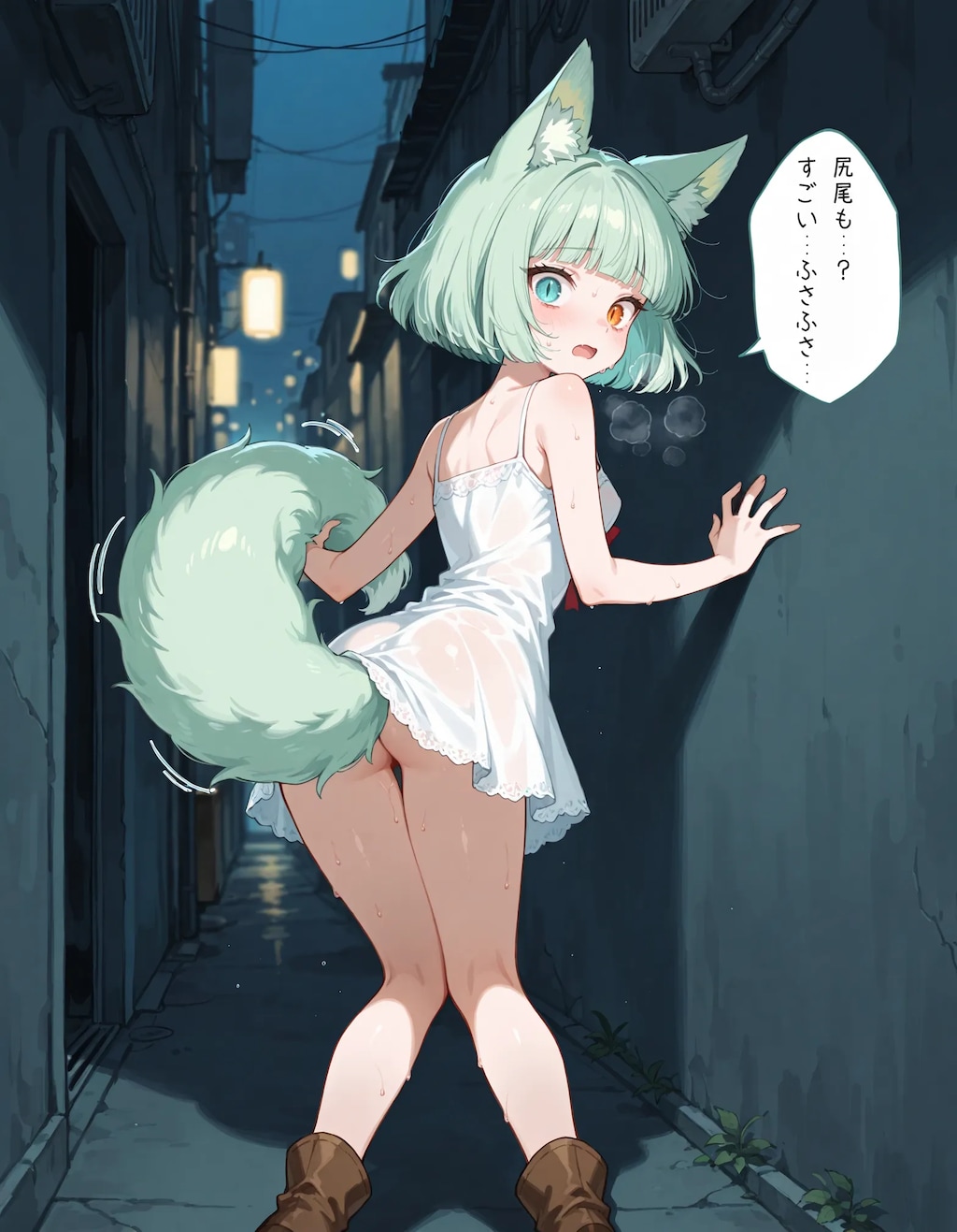 【漫画】深夜にケモ耳化してしまう少女chan！後編