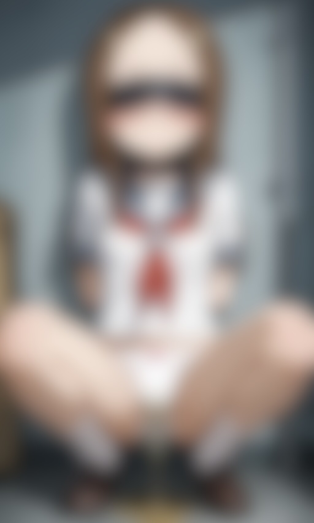 おしっこお漏らしチャレンジ【高〇さん】(スカート無しセーラー服・目隠し・拘束)