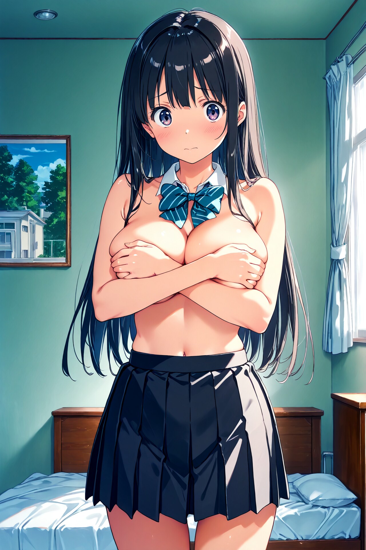 手ブラ巨乳少女(20)