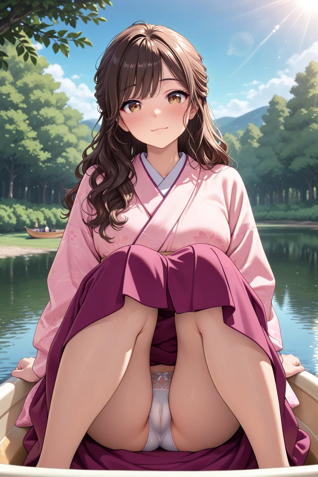 40枚:和服でボートパンチラ