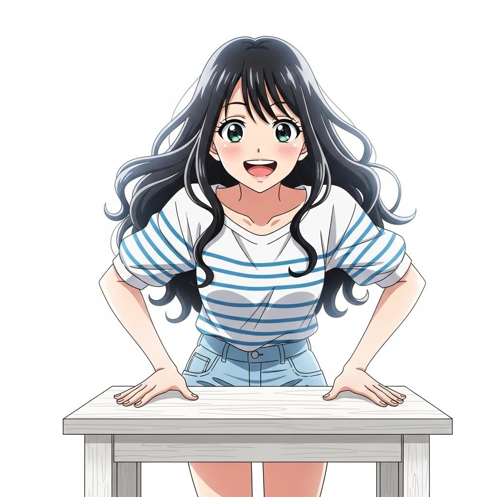 机の角と一般通過女の子