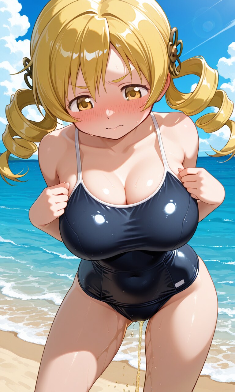 蔵出しおしっこお漏らしチャレンジ【巴〇ミ】（スクール水着）その1