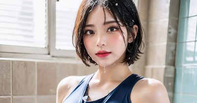 スク水でポロリ 拡大版