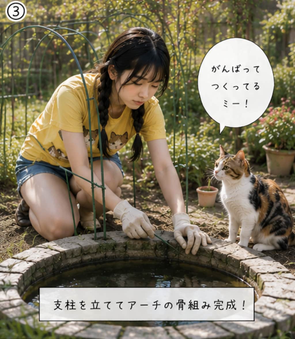 バラのアーチ作るぞ