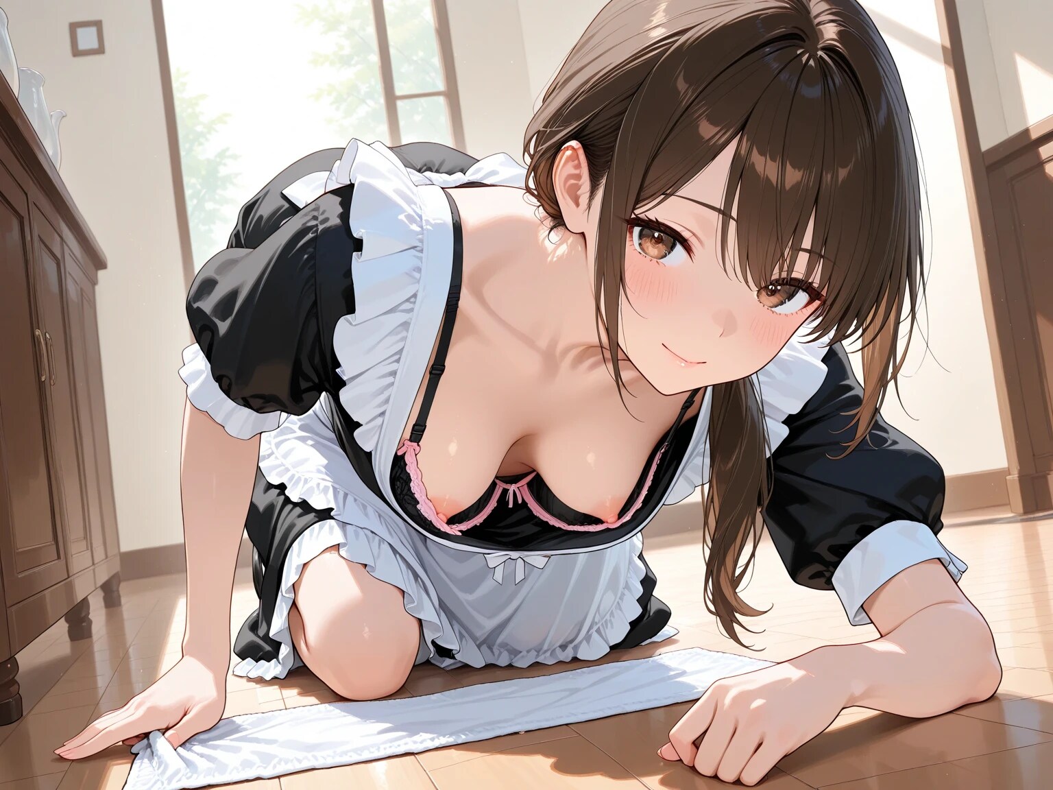 23枚:お掃除メイド胸チラ