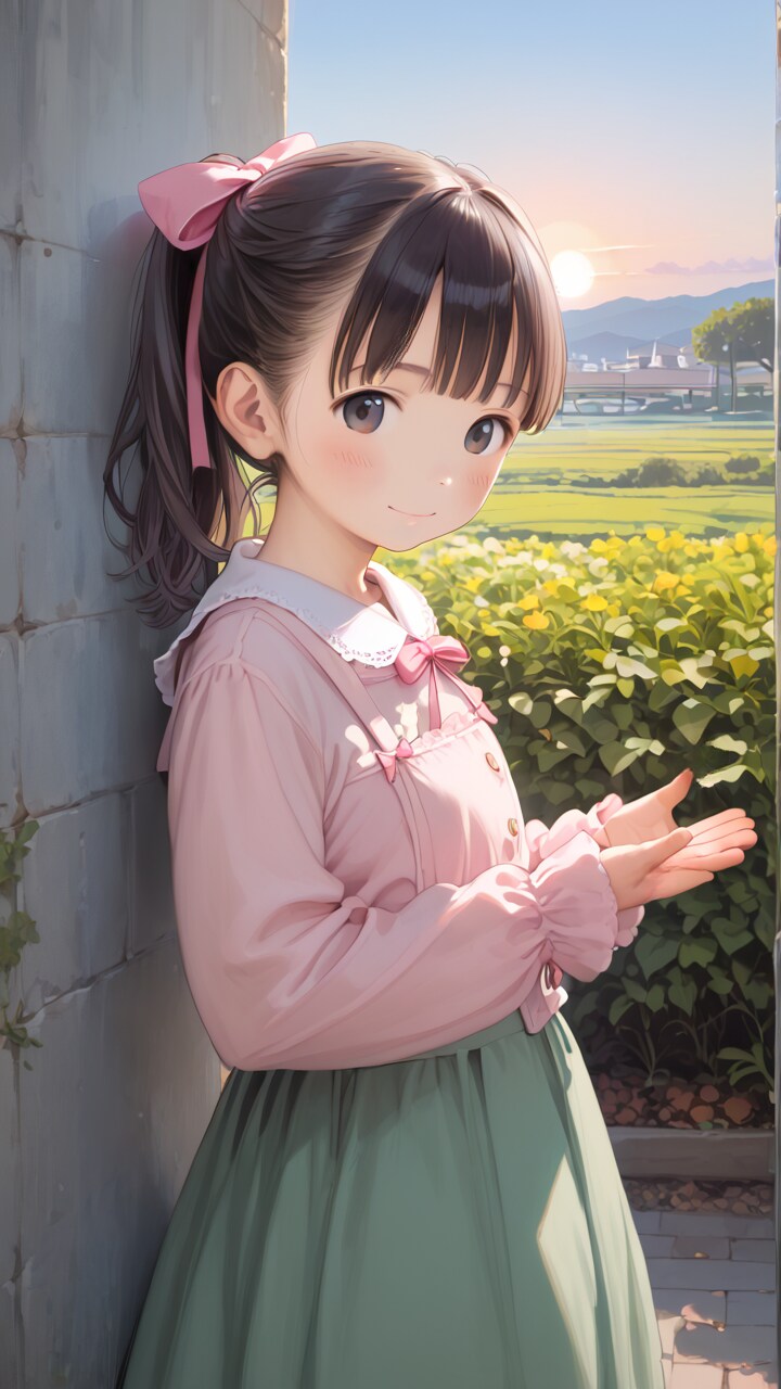 私服のポニテ〇リJ〇ちゃんが野外で様々な表情＆露出（１６枚）