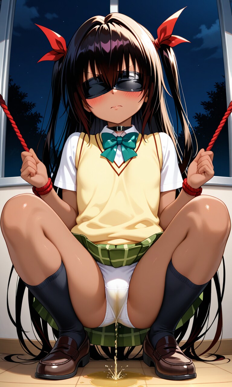 おしっこお漏らしチャレンジ【ネ〇シス】(制服・目隠し・緊縛)