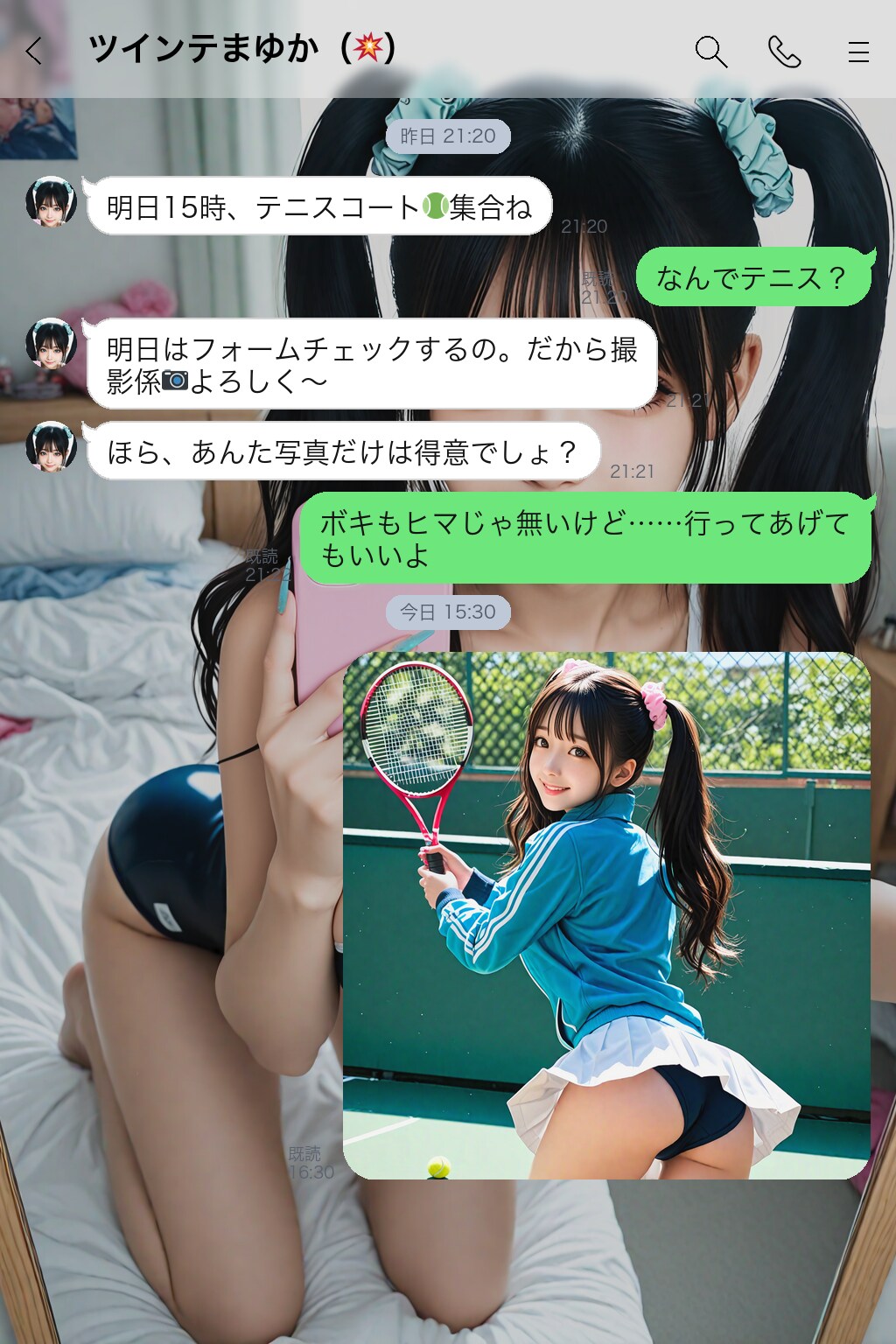 251217P【11枚】オタクくんにテニスのフォームチェックで撮影させる眞由香