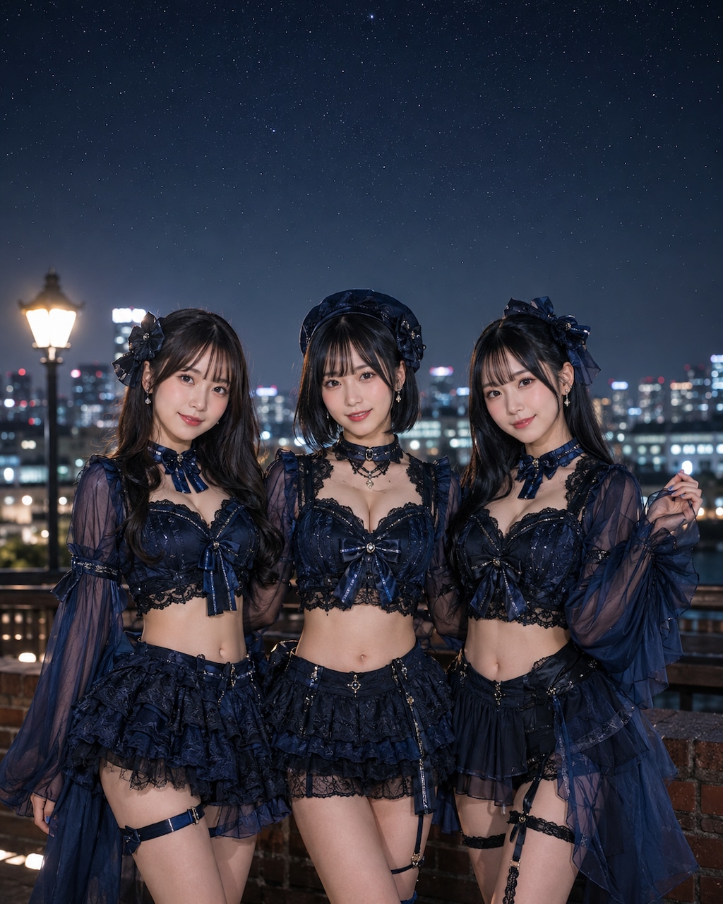 [3枚]夜空の下で可愛いアイドル💕