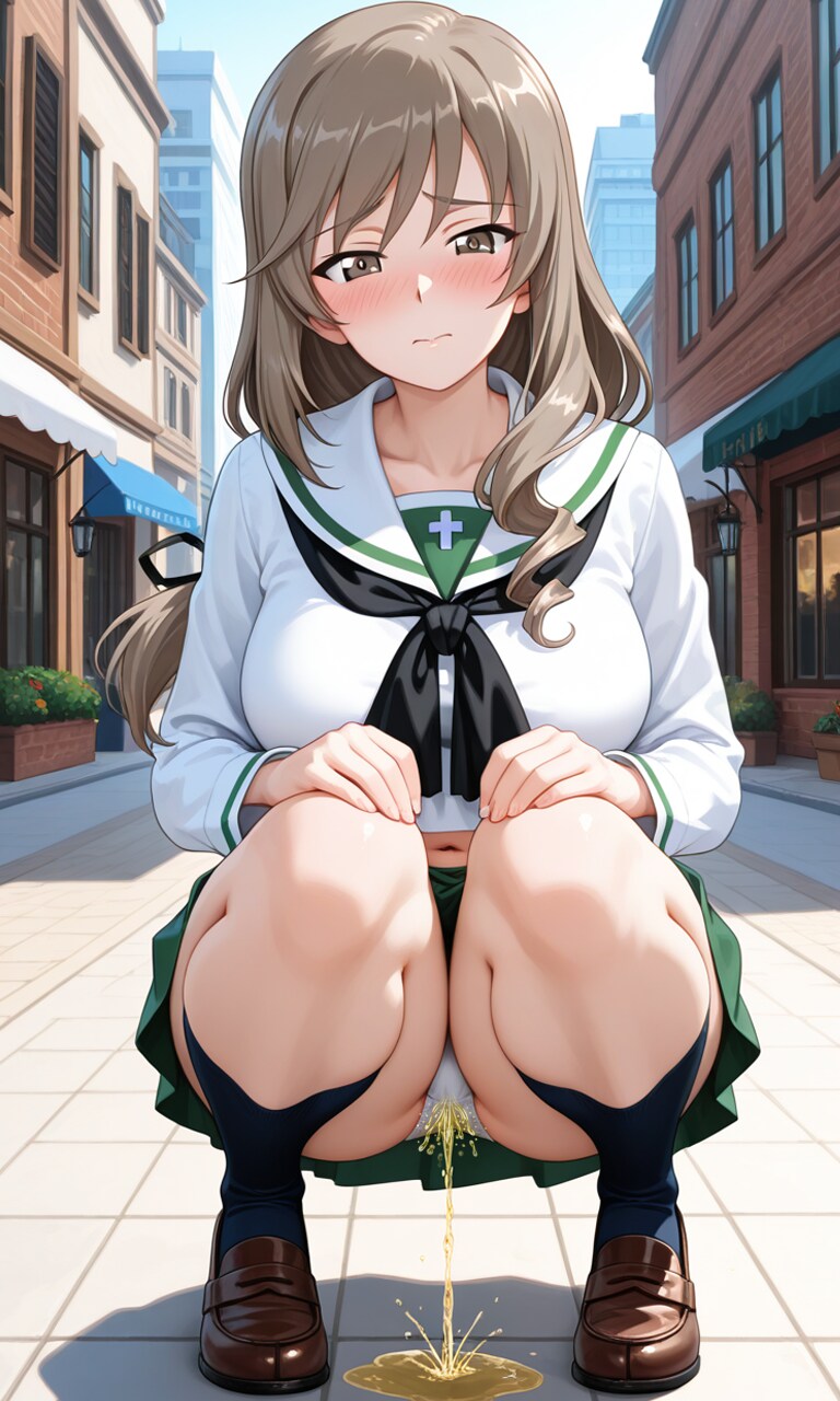 おしっこお漏らしチャレンジ【島〇千代】(制服)