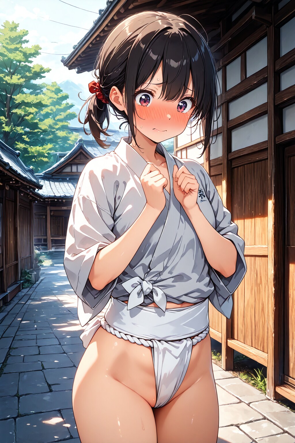 祭りでふんどし姿にさせられた娘(47)