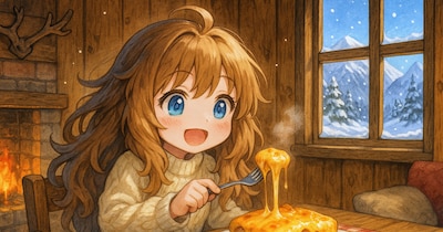 タルティフレットを食べる小さな女の子