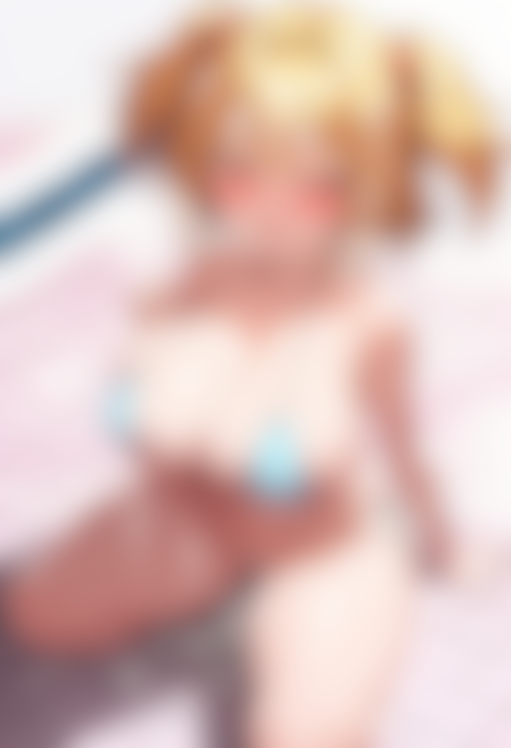 縞々ビキニツインテちゃんに大量ぶっかけ
