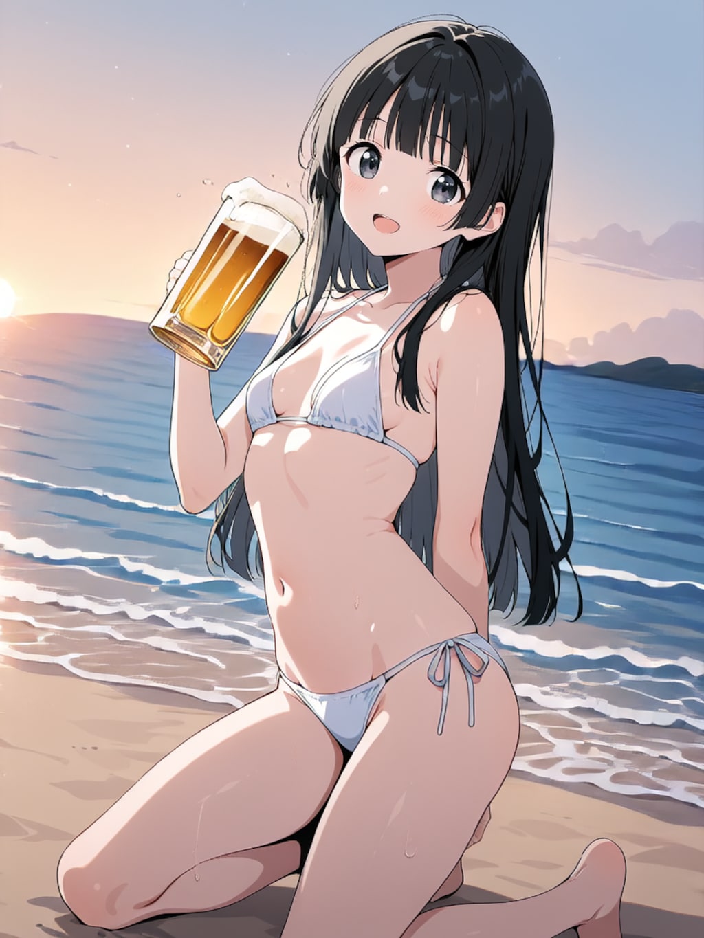 ビールで乾杯！【パラパライラスト４０】