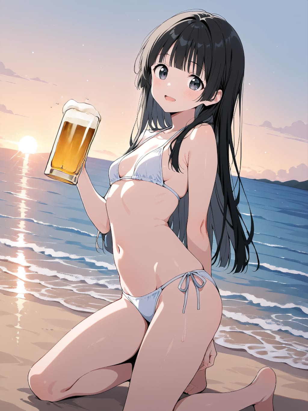 ビールで乾杯！【パラパライラスト４０】