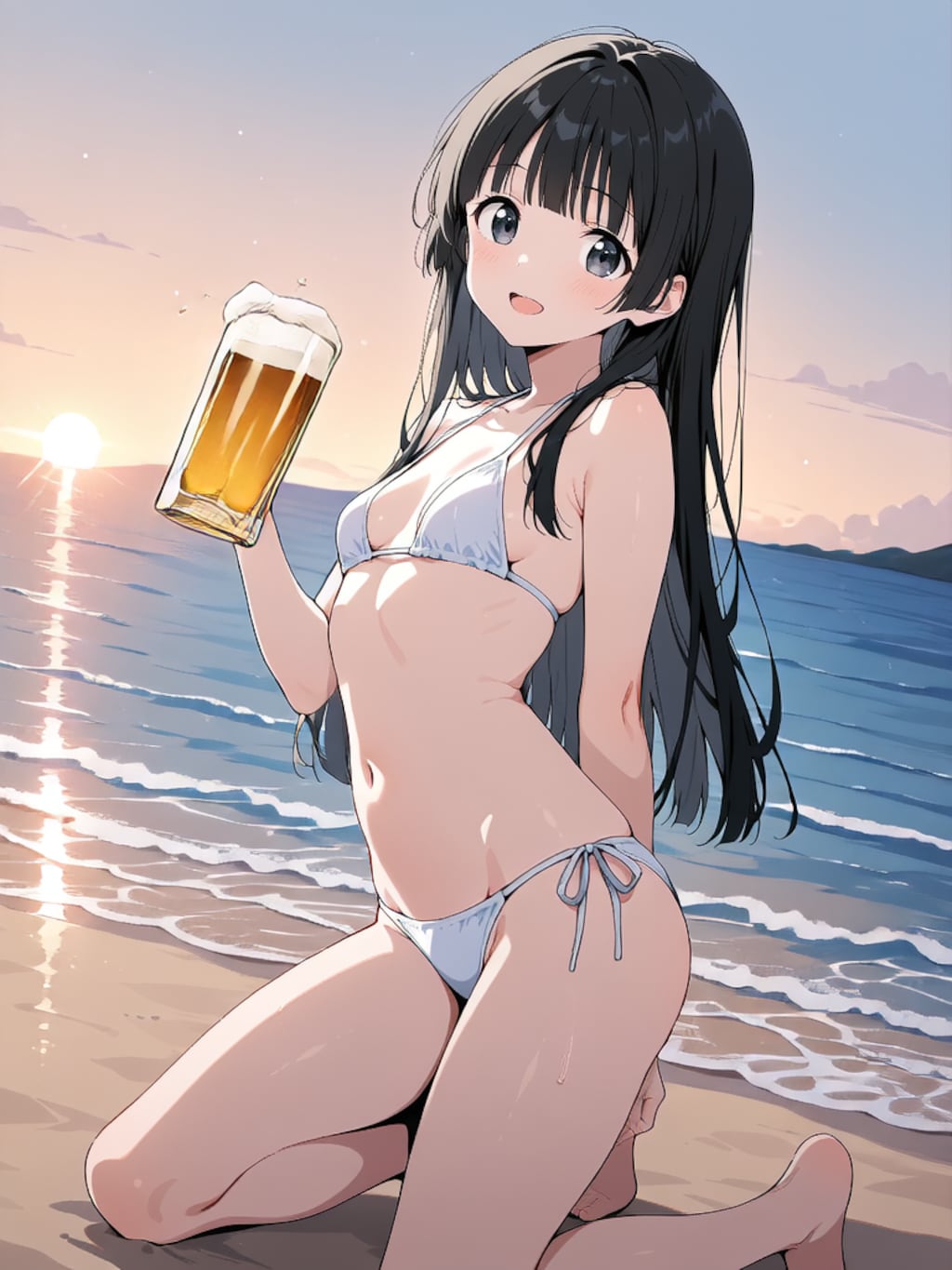 ビールで乾杯！【パラパライラスト４０】