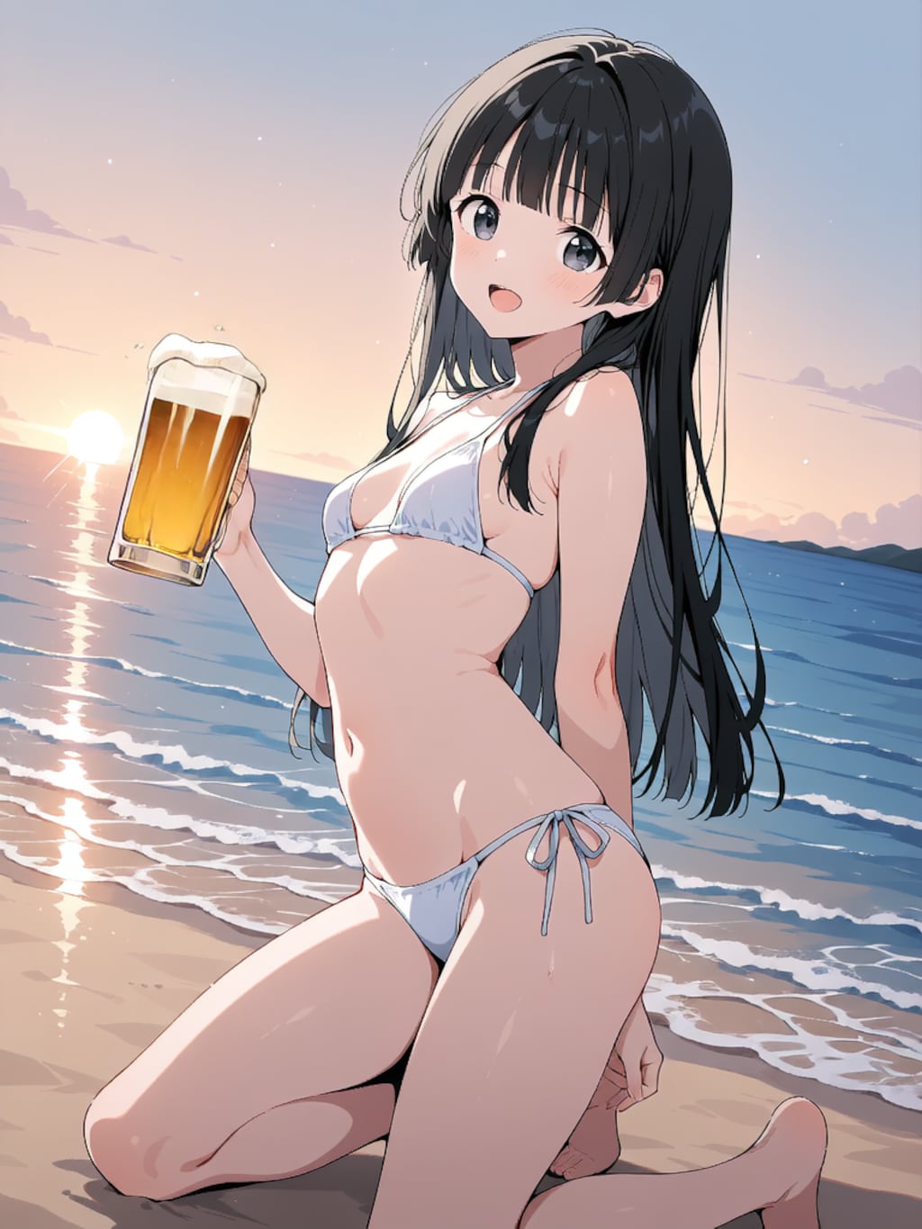 ビールで乾杯！【パラパライラスト４０】