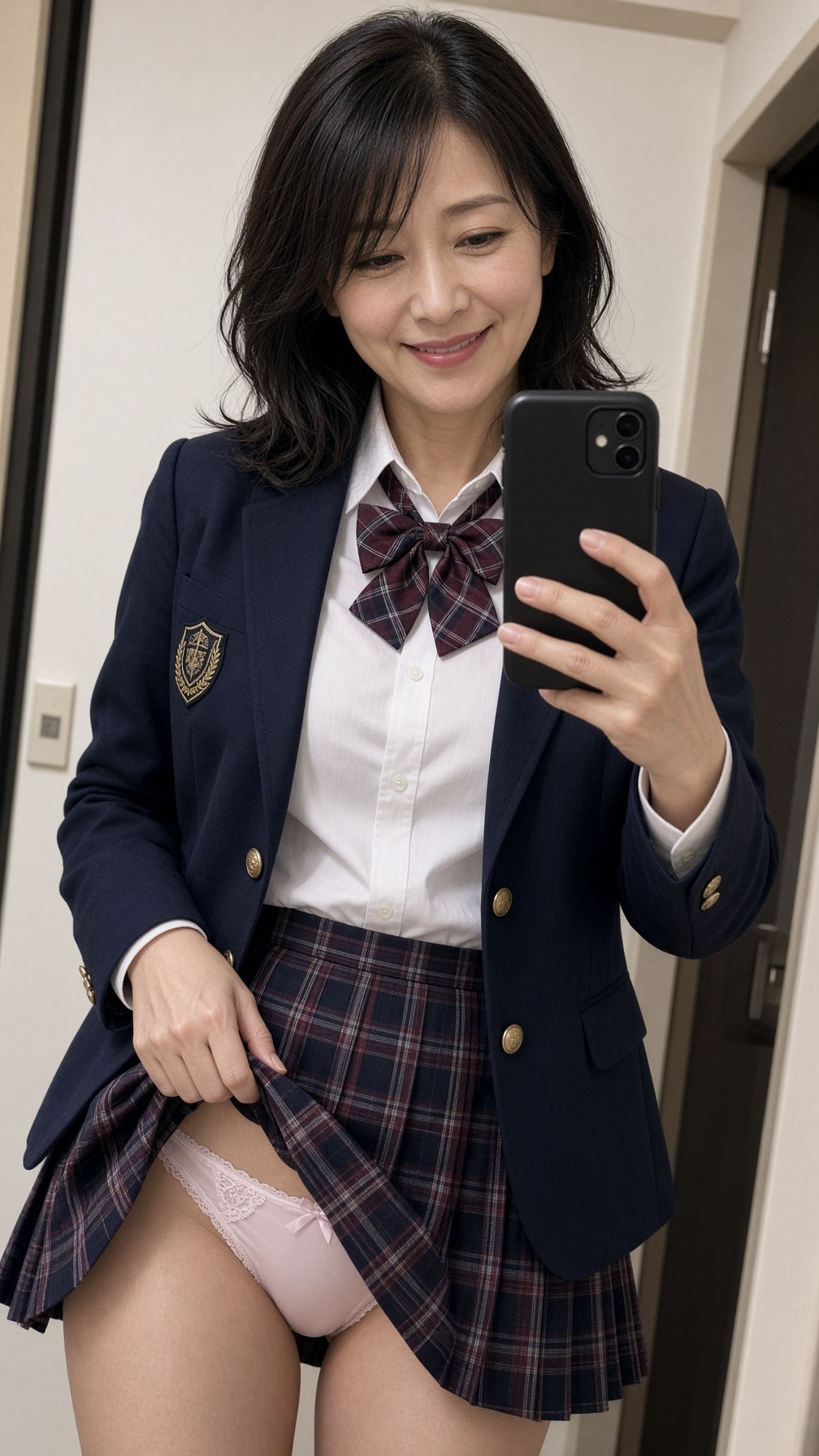 制服熟女のセルフ　パン見せ【リクエストアンサー】