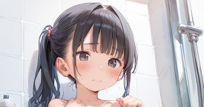 お風呂で恥ずかしがる〇リJ〇ちゃんたち(5枚)