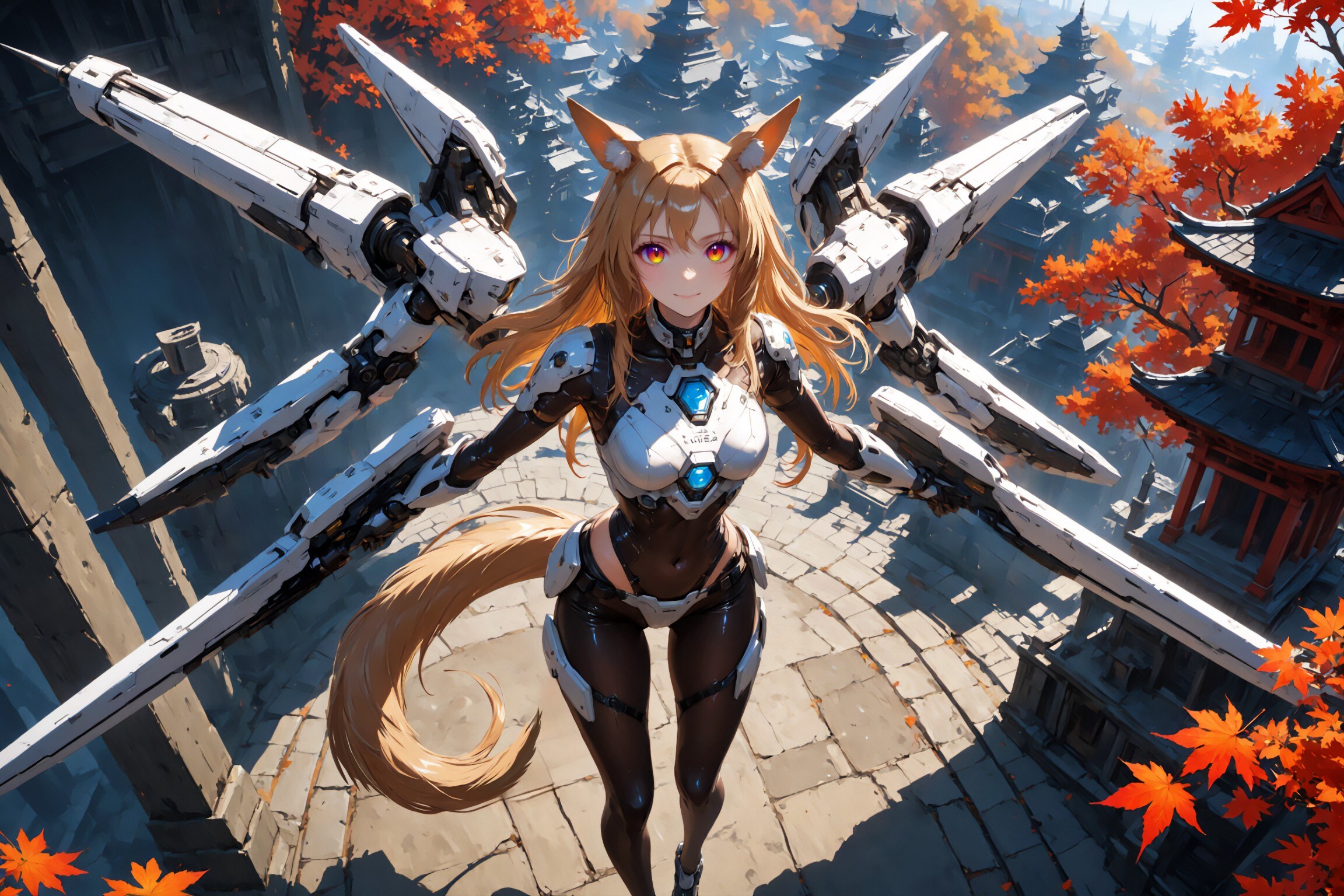 秋空に佇むケモミミメカ娘スナイパー