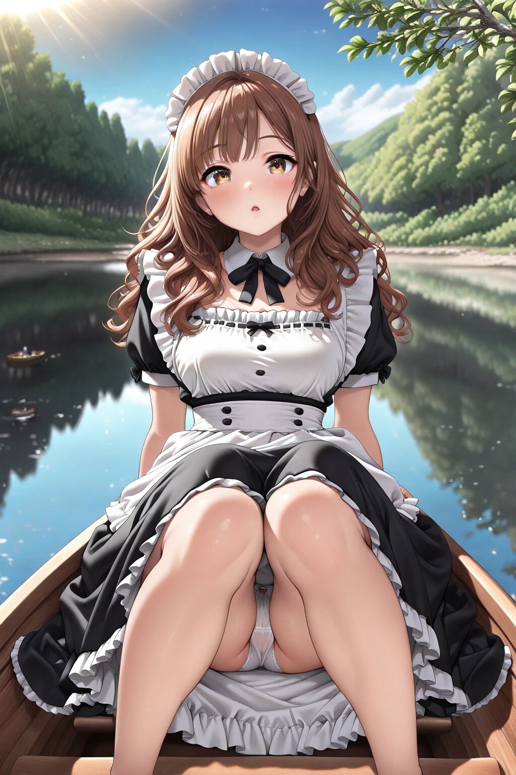 8枚:プロンプト実験作　メイドでボートパンチラ