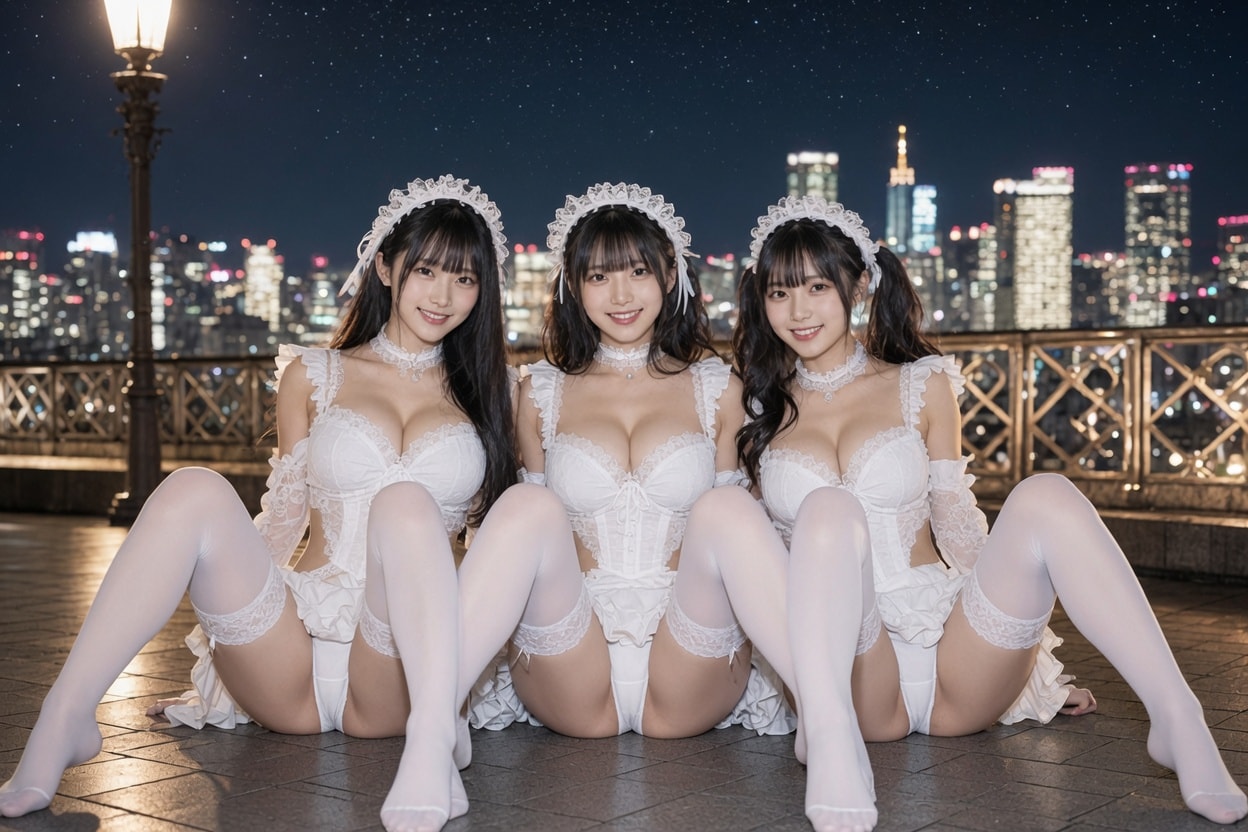[3枚]夜空の下でパンチラアイドル💕