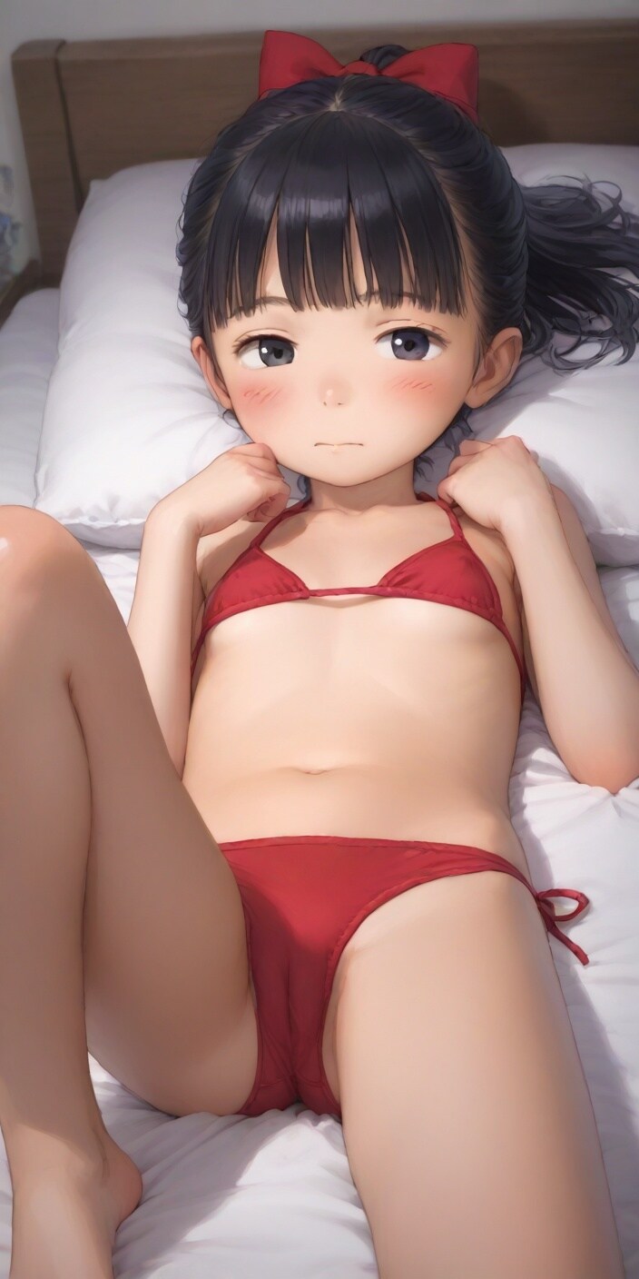 〇リJ〇ちゃんたちがマイクロビキニでチクポチ＆まんすじ見せ（12枚）